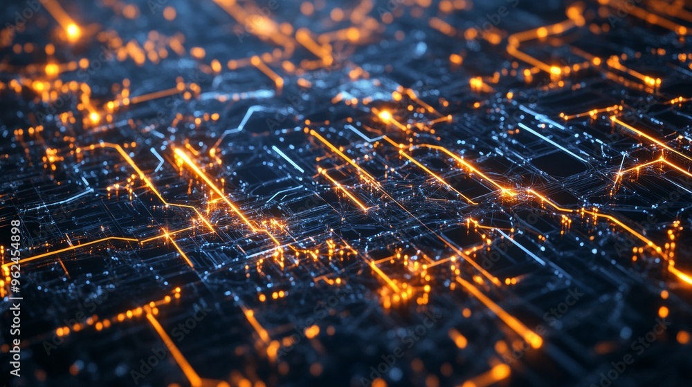 Abstract digital illustration of interconnected systems glowing with vibrant light effects, symbolizing AI and global communication Abstract digital illustration of interconnected systems glowing with vibrant light effects, symbolizing AI and global communication