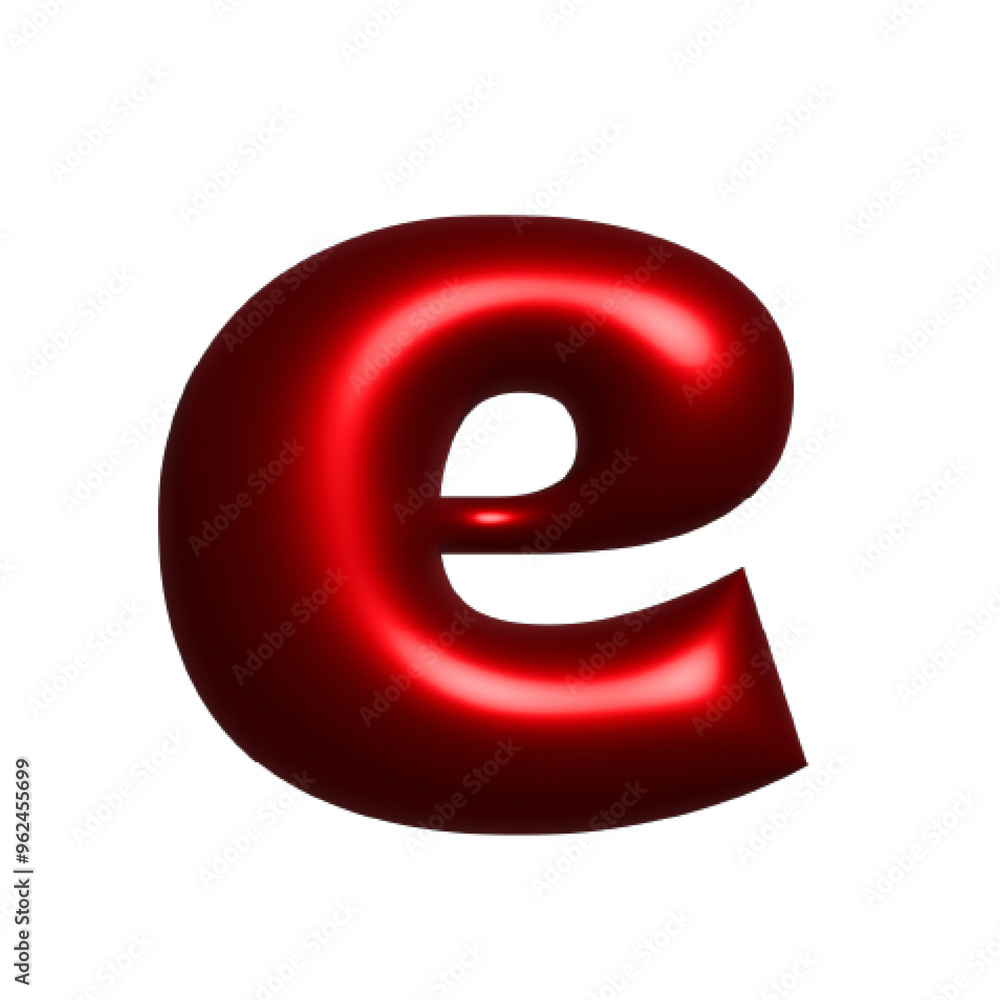 Red shiny metal shiny reflective letter E 3D illustration Red shiny metal shiny reflective letter E 3D illustration