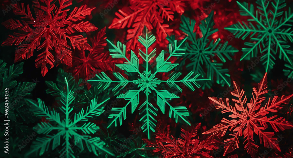 Red green snowflake pattern abstract background Red green snowflake pattern abstract background