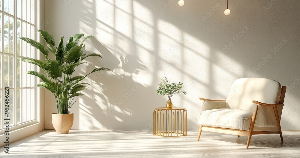 Minimalist Living Room with Sunlight Streaming In Minimalist Living Room with Sunlight Streaming In