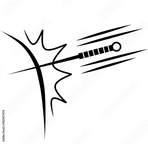 Acupuncture needle thrust pick on the body icon vector. Perfect for logo or health education