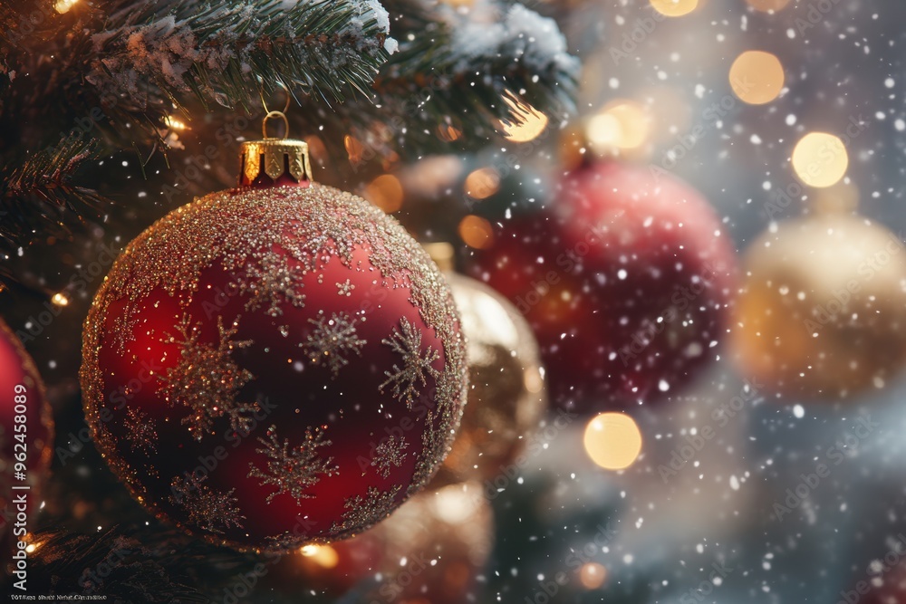 Merry Christmas and Happy New Year. Festive bright beautiful background. Decorated Christmas tree on blurred background. de-focused lights, gold bokeh Merry Christmas and Happy New Year. Festive bright beautiful background. Decorated Christmas tree on blurred background. de-focused lights, gold bokeh