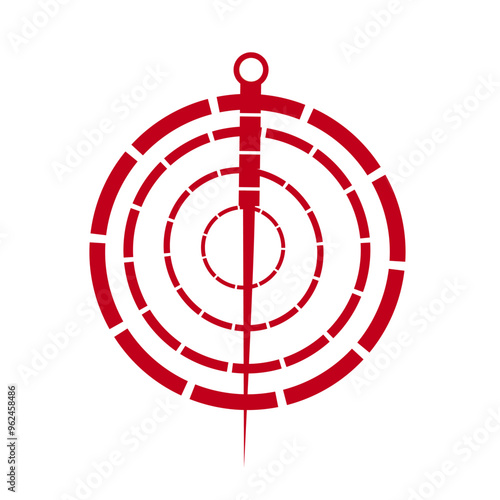 Red shining acupuncture needle icon vector. Perfect for logo or health education