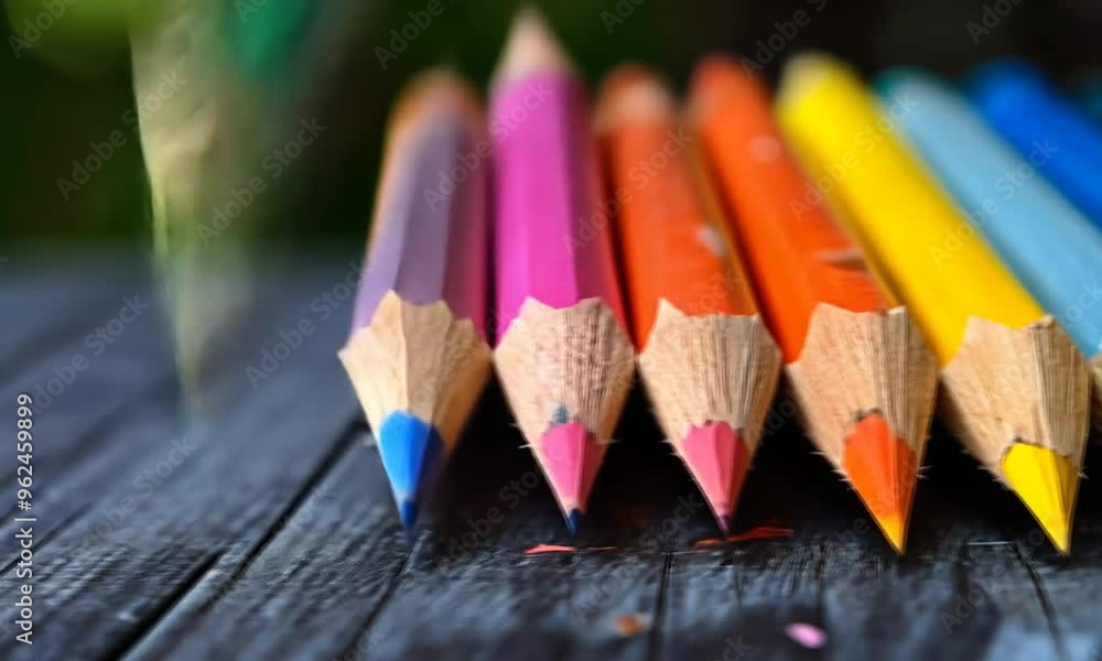 Colorful Pencils on a Wooden Surface Colorful Pencils on a Wooden Surface
