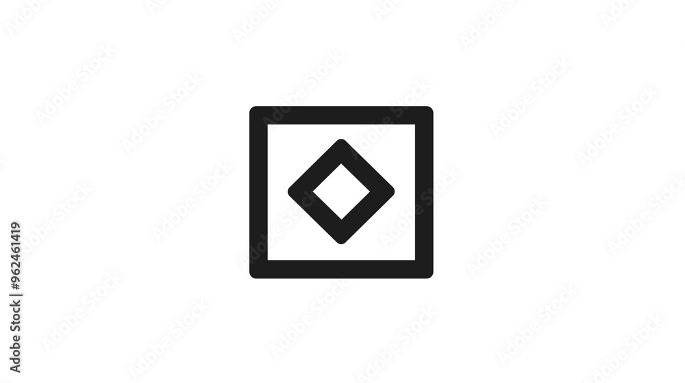 This vector icon features a clean black and white design, showcasing a diamond shape enclosed within a square, suitable for user interface applications This vector icon features a clean black and white design, showcasing a diamond shape enclosed within a square, suitable for user interface applications
