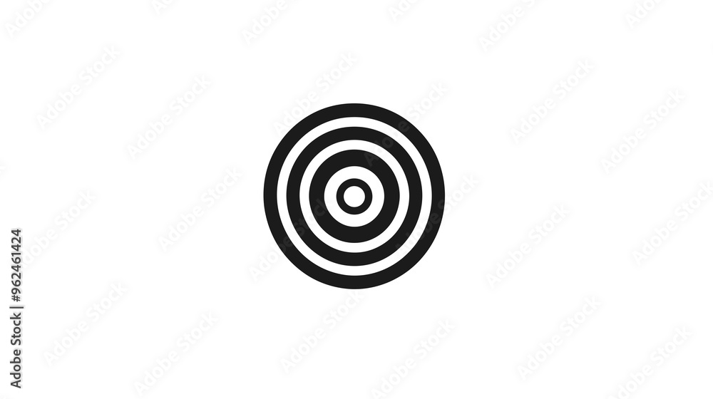 This vector illustration features a simple line icon of concentric circles, emphasizing focus and clarity through minimalistic black and white design This vector illustration features a simple line icon of concentric circles, emphasizing focus and clarity through minimalistic black and white design