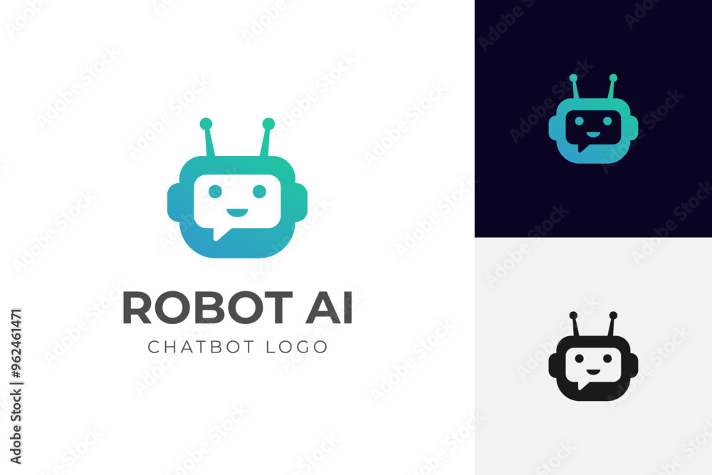 Robot chat logo icon design with dialogue concept. Chat Bot sign for support service concept. Chatbot character flat style Robot chat logo icon design with dialogue concept. Chat Bot sign for support service concept. Chatbot character flat style
