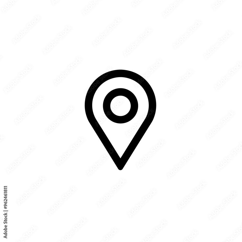 This vector icon represents a location marker with a circle at its center, commonly found in mapping interfaces and navigation tools This vector icon represents a location marker with a circle at its center, commonly found in mapping interfaces and navigation tools
