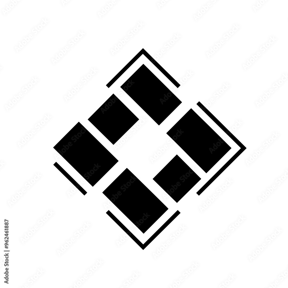 This simple line interface icon features a geometric design with square elements, ideal for use in digital applications and contemporary branding This simple line interface icon features a geometric design with square elements, ideal for use in digital applications and contemporary branding