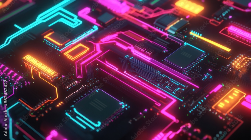 Neon Circuitry Abstract Neon Circuitry Abstract