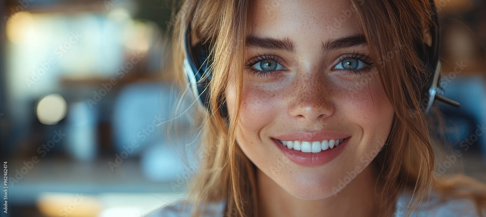 Smiling Woman with Headphones