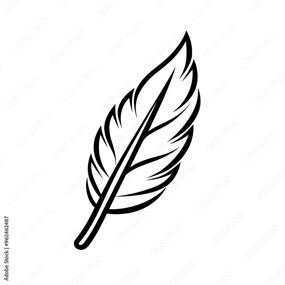 Obraz premium A detailed vector icon depicting a single leaf with elegant line work, emphasizing its shape and structure in a minimalist style