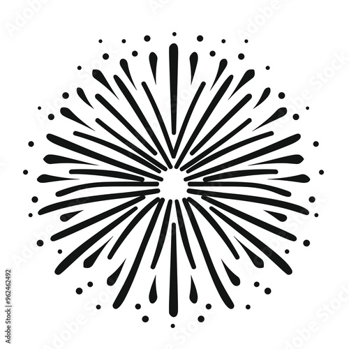 A minimalist line design conveys a festive atmosphere, showcasing a burst effect indicative of celebration during holidays or special occasions