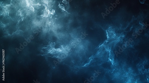 Wisps of ethereal blue smoke swirl and dance against a dark background, creating a mesmerizing and tranquil atmosphere. The smoky tendrils form abstract shapes, adding a sense of mystery and calm.