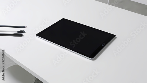 Tablet on a White Table