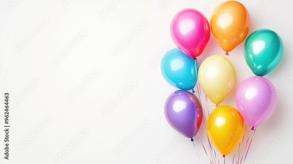 A collection of colorful balloons against a plain background, ideal for celebrations. A collection of colorful balloons against a plain background, ideal for celebrations.