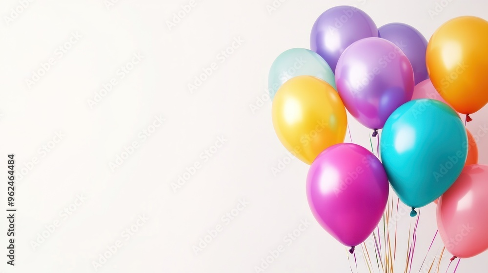 A collection of colorful balloons against a light background, perfect for celebrations. A collection of colorful balloons against a light background, perfect for celebrations.