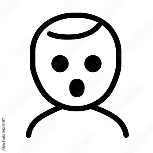 A minimalist vector design featuring a surprised individual characterized by wide circular eyes and an open mouth, perfect for conveying shock or astonishment