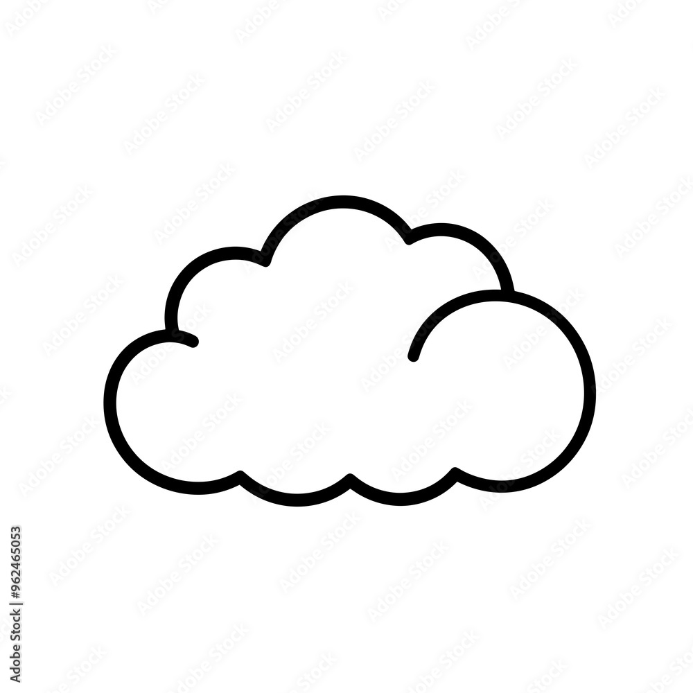 This design features a simple line drawing of a cloud, perfect for use in digital projects, illustrating weather concepts, or adding creativity to designs This design features a simple line drawing of a cloud, perfect for use in digital projects, illustrating weather concepts, or adding creativity to designs