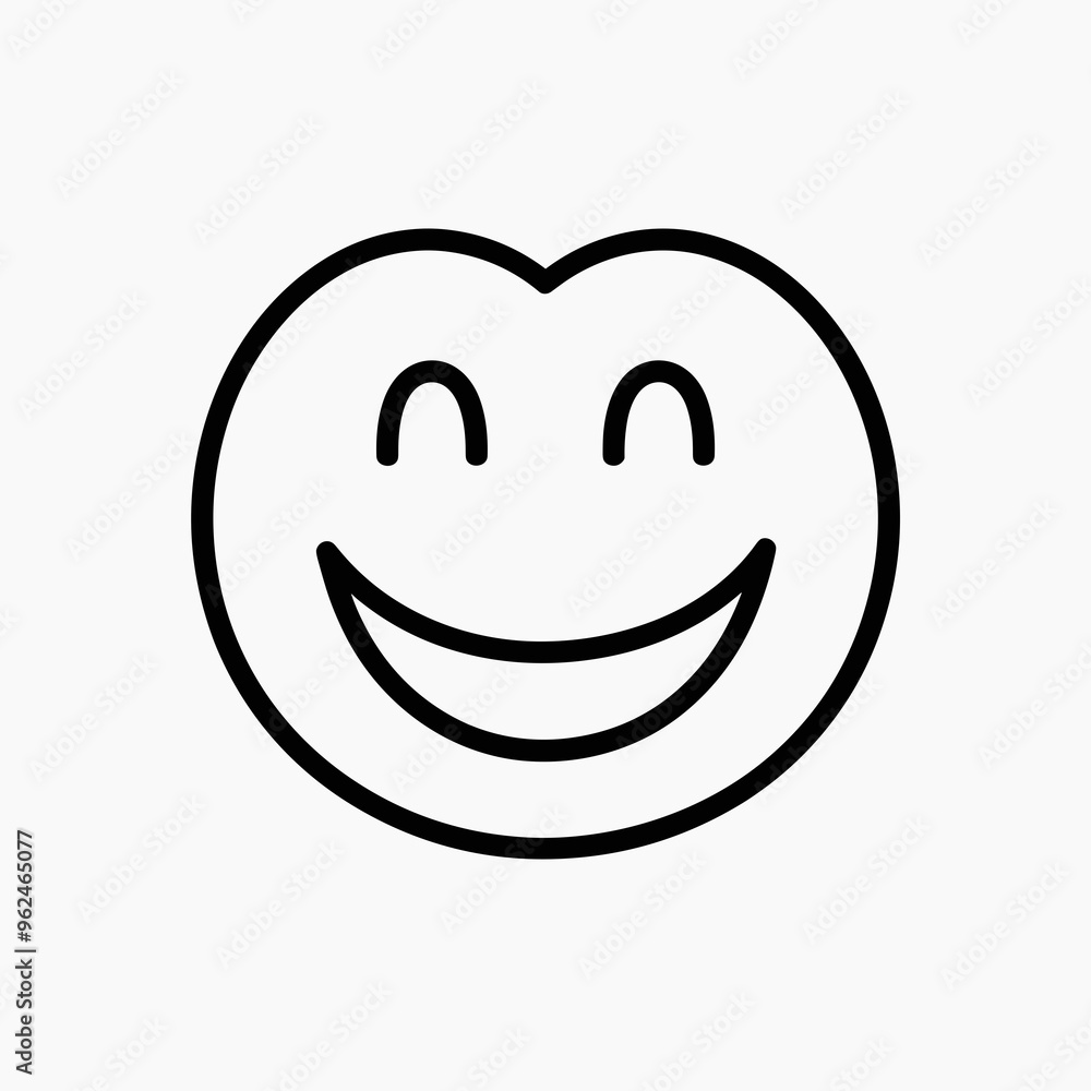 The design features a simple black line illustration of a smiling face, capturing a sense of happiness and positivity with a minimalist approach The design features a simple black line illustration of a smiling face, capturing a sense of happiness and positivity with a minimalist approach