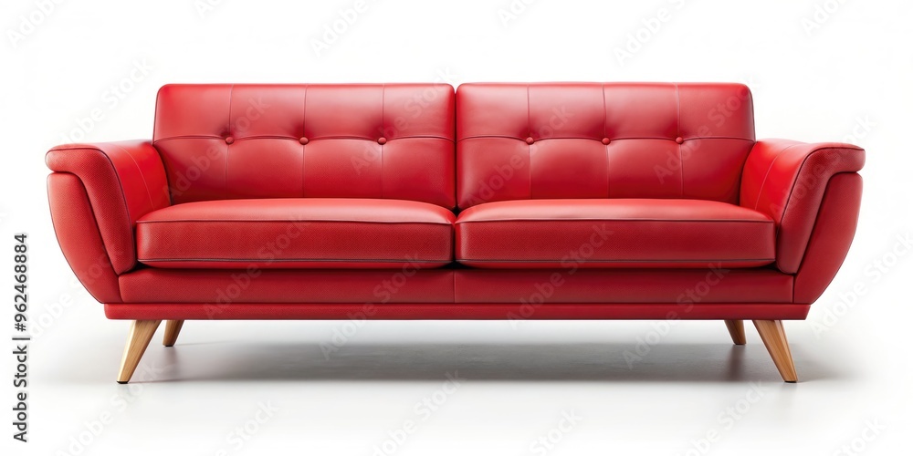 Fototapeta premium Vibrant red cutout couch perfect for modern interior design, furniture, sofa, couch, red, comfortable