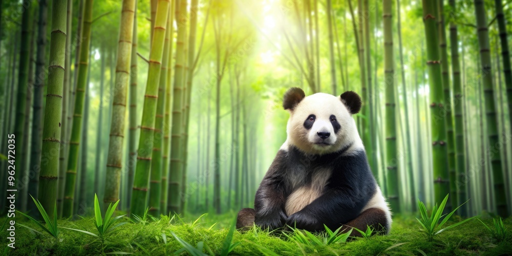 Panda peacefully sitting in a lush bamboo forest, panda, bamboo, forest, wildlife, nature, tranquil, peaceful, cute Panda peacefully sitting in a lush bamboo forest, panda, bamboo, forest, wildlife, nature, tranquil, peaceful, cute