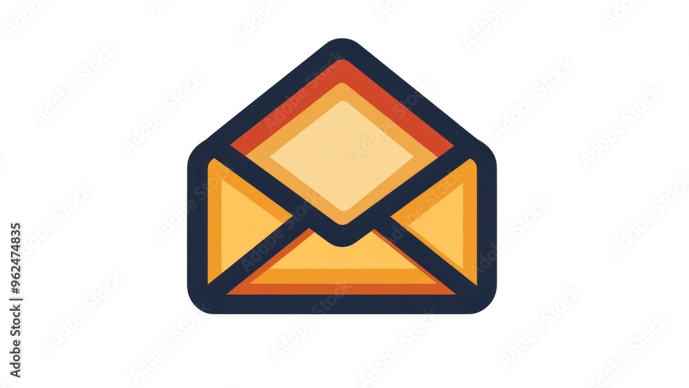 An envelope with a yellow background and orange border An envelope with a yellow background and orange border