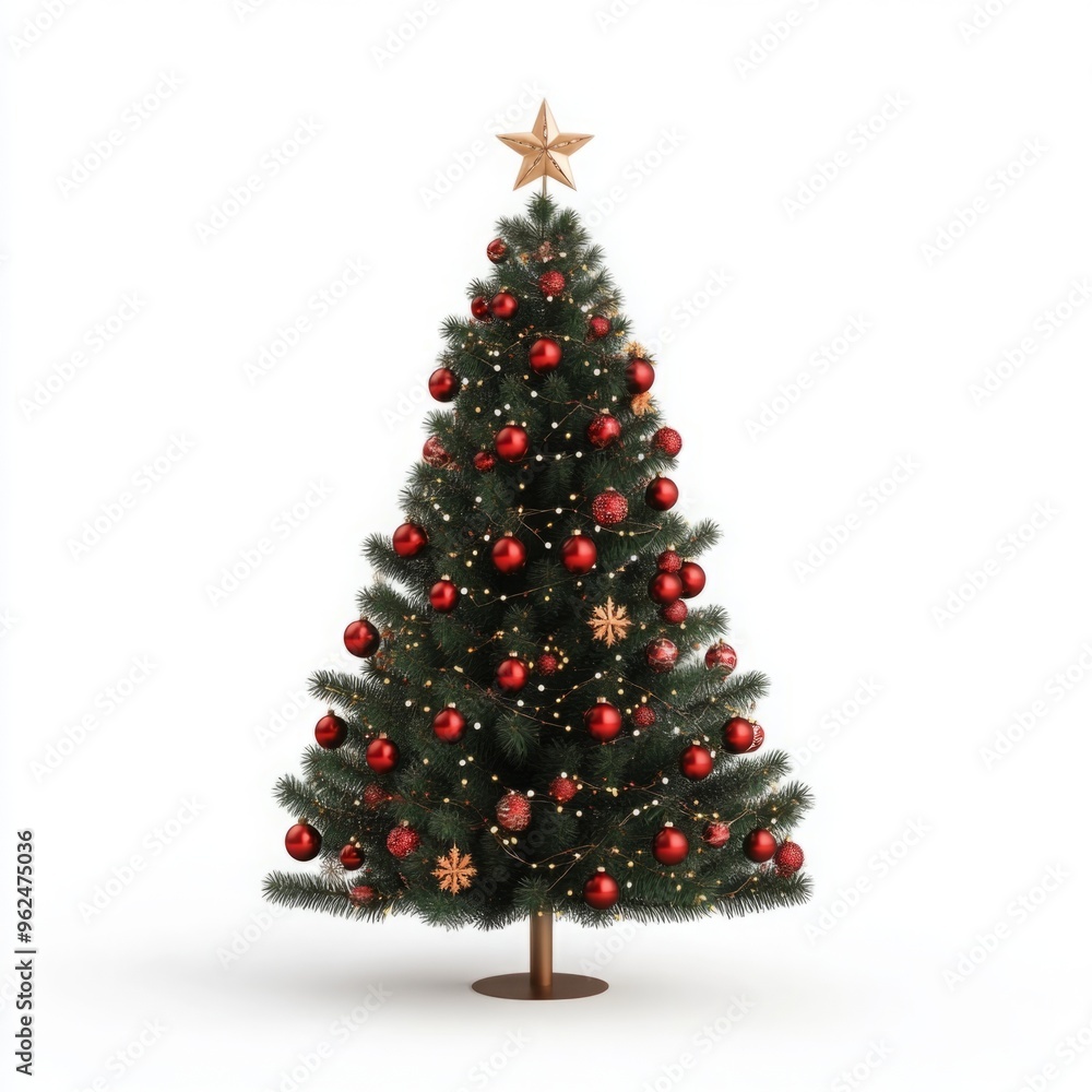 Beautiful Decorative Christmas Tree Isolated in 3D Illustration, Featuring a Stunning and Festive Design for Holiday Decoration Beautiful Decorative Christmas Tree Isolated in 3D Illustration, Featuring a Stunning and Festive Design for Holiday Decoration