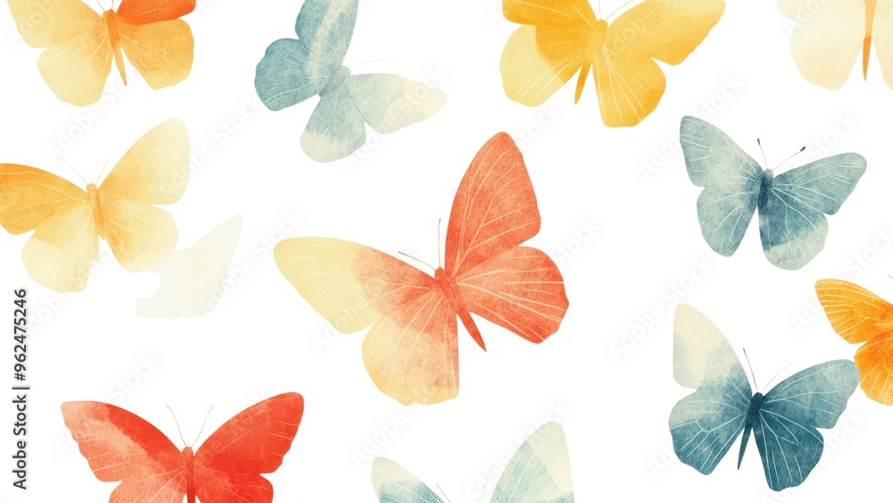 A colorful butterfly pattern is displayed on a white background A colorful butterfly pattern is displayed on a white background