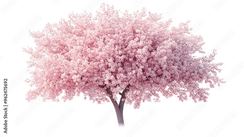 Fototapeta premium A tree with pink blossoms is the main focus of the image