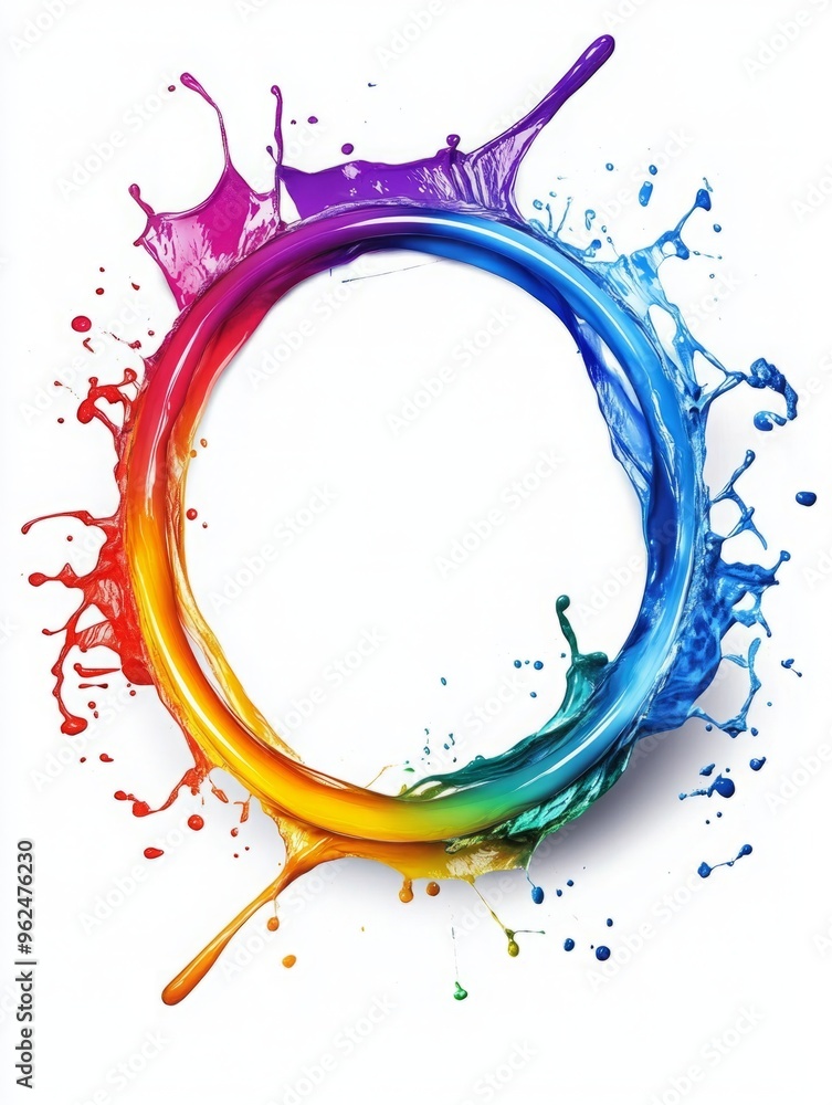 Cool Young Oval Frame Design with Splashy, Colorful Elements on a Clean White Background Cool Young Oval Frame Design with Splashy, Colorful Elements on a Clean White Background