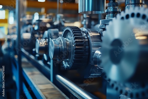 Close-Up of Industrial Gear System in a Factory Setting