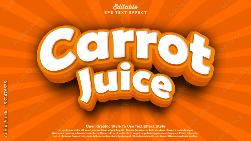Carrot text effect, 3d editable text bold and fun theme.