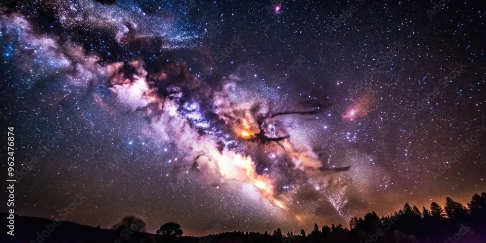Fototapeta premium A stunning image capturing the beauty of the Milky Way galaxy in the night sky , Milky way, galaxy, stars, space, astronomy
