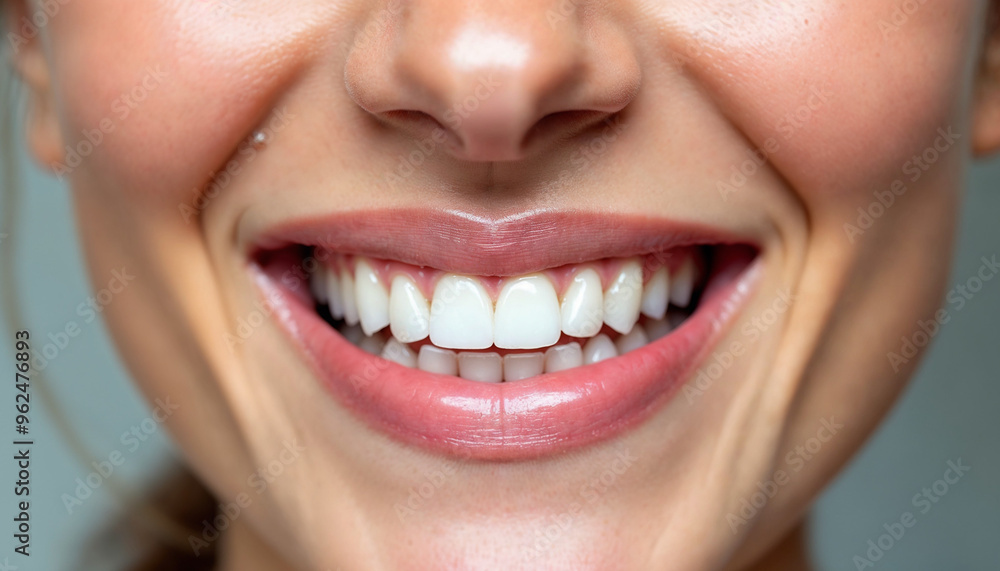 Close-up of a woman's radiant smile, showcasing clean, gleaming teeth and beautifully shaped lips against a white background.
Close-up of a woman's radiant smile, showcasing clean, gleaming teeth and beautifully shaped lips against a white background.