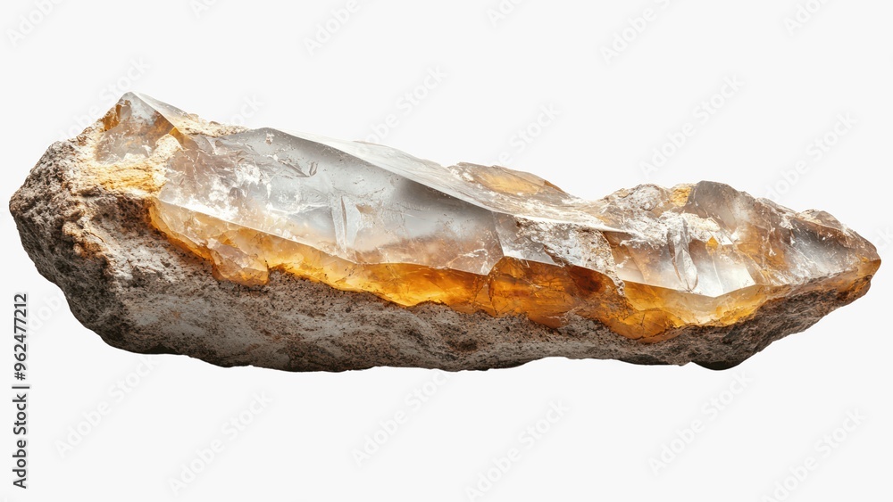 A large rock with a clear, shiny surface A large rock with a clear, shiny surface