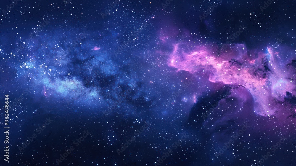 Fototapeta premium A celestial landscape with swirling nebulas and scattered stars in the dark universe