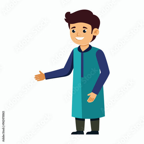  vector a young-man in kurta age 30 shaking hands