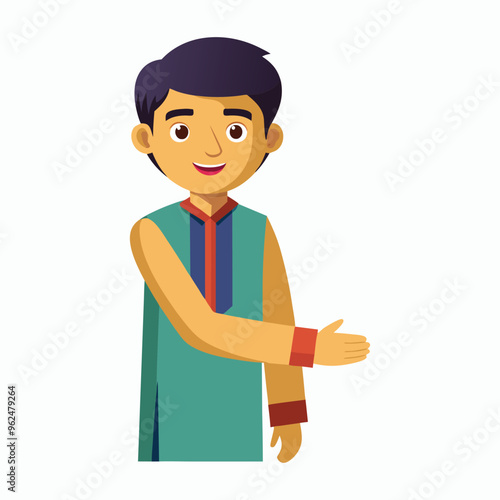 vector a young-man in kurta age 30 shaking hands