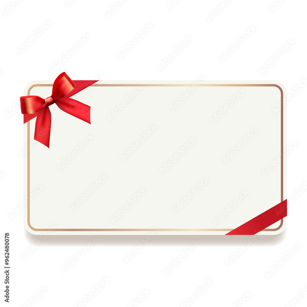 Illustration of a card with a red ribbon Illustration of a card with a red ribbon