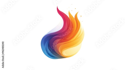 A colorful flame with a white background