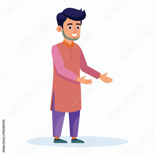  vector a young-man in kurta age 30 shaking hands