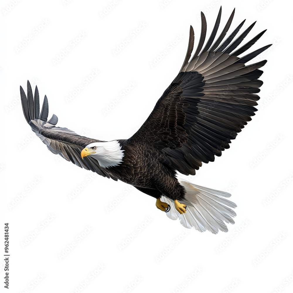 Obraz premium A large eagle is flying in the sky