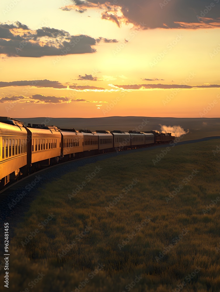 Train Journey at Sunset