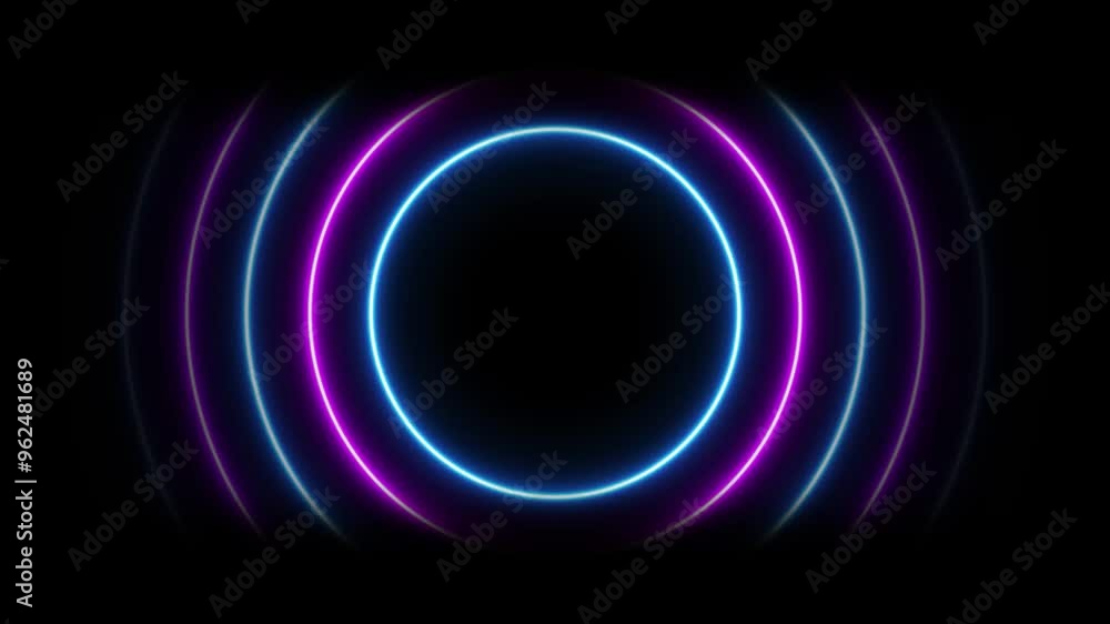 Abstract neon circle radio waves animation looping background. Searching futuristic radar process -4k video. Abstract neon circle radio waves animation looping background. Searching futuristic radar process -4k video.