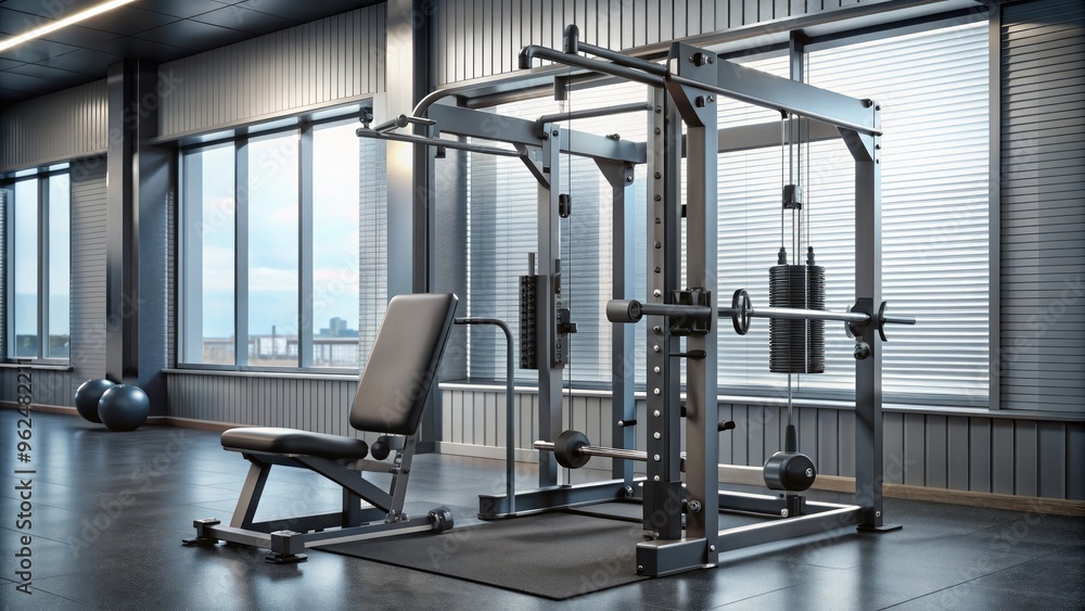 Fototapeta premium High-tech gym machine for strength training, fitness, workout, exercise, equipment, muscle, weightlifting, health, sport