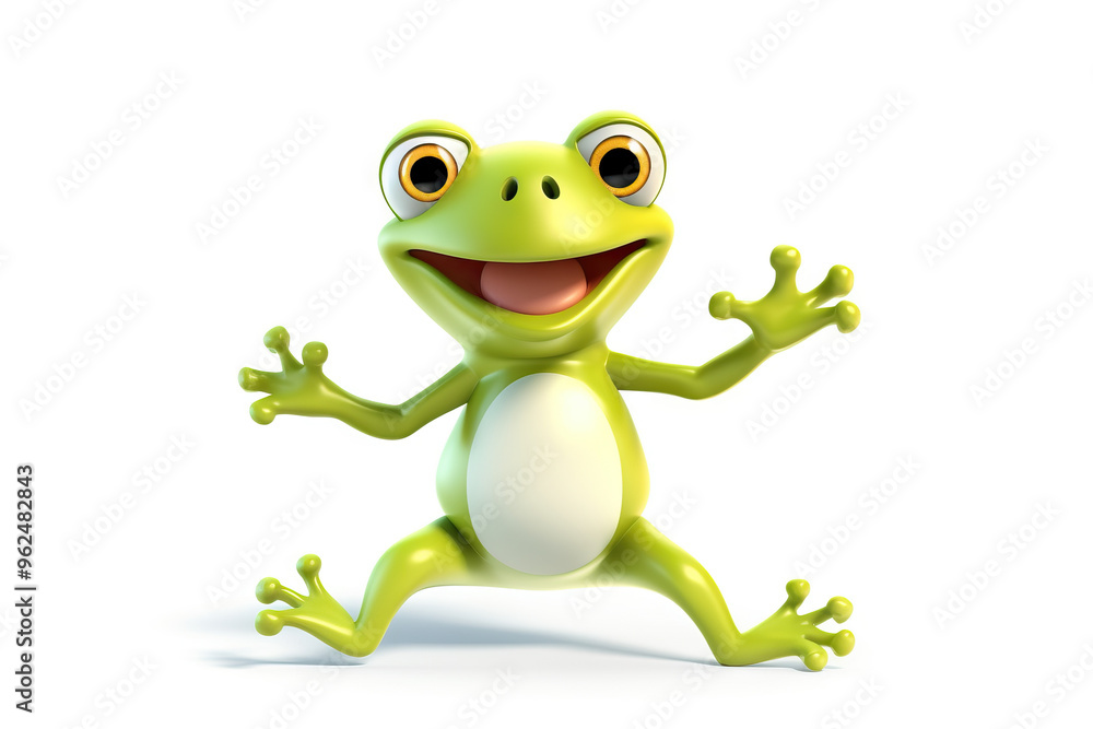 White cartoon frog doll, resembling a true frog. White cartoon frog doll, resembling a true frog.