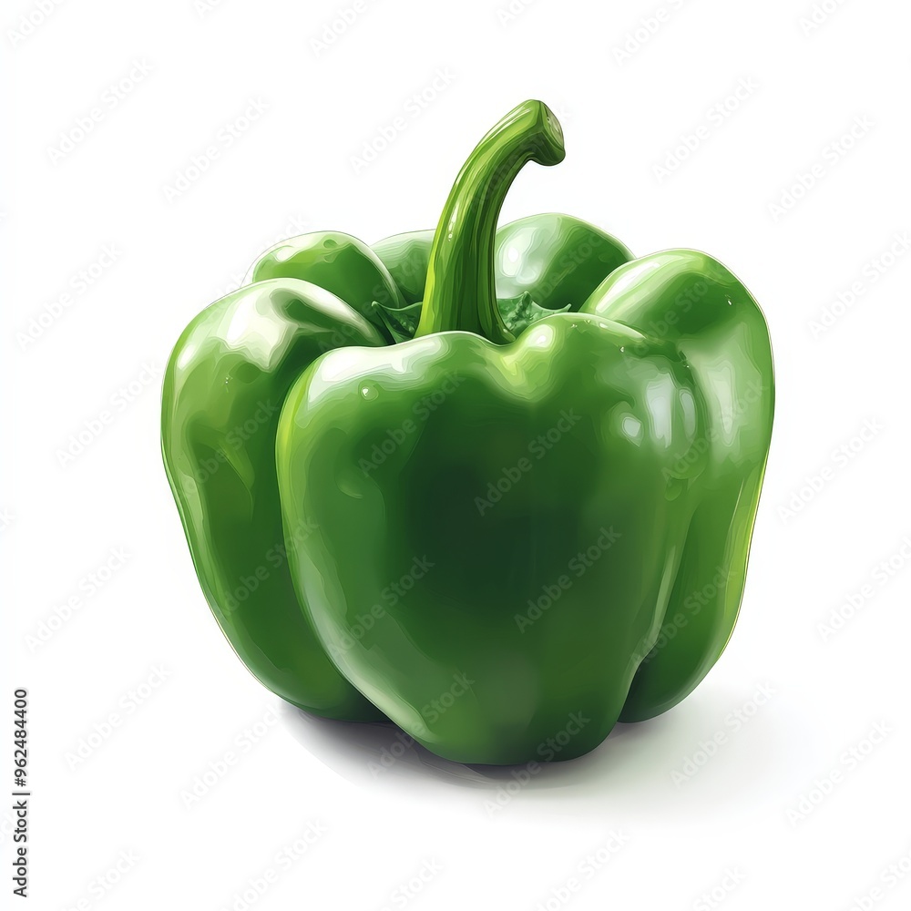 A green pepper is shown in its natural form A green pepper is shown in its natural form