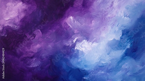 Abstract Painting with Purple and Blue Swirls
