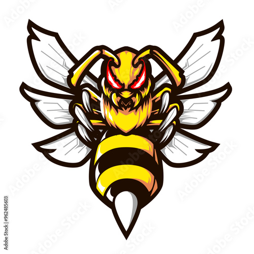 PrintAngry bee esport mascot logo design illustration